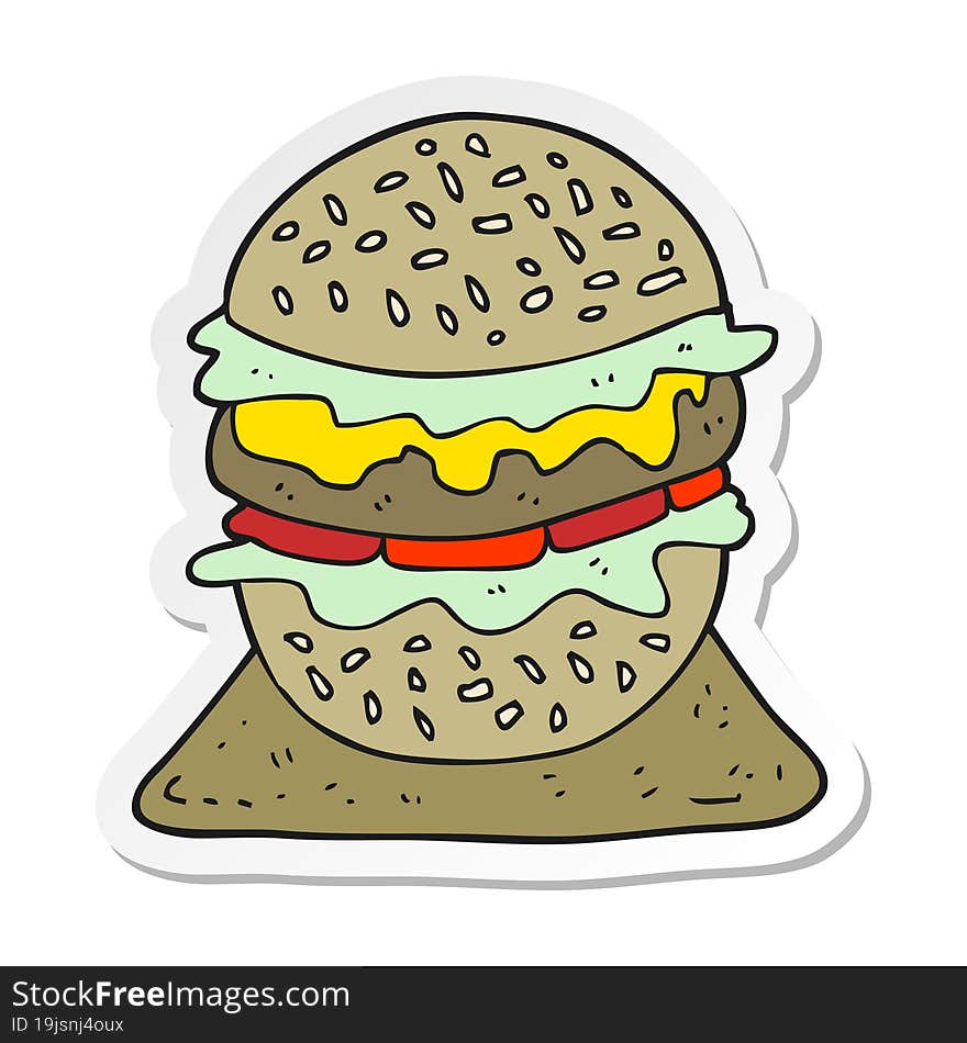 sticker of a cartoon tasty burger