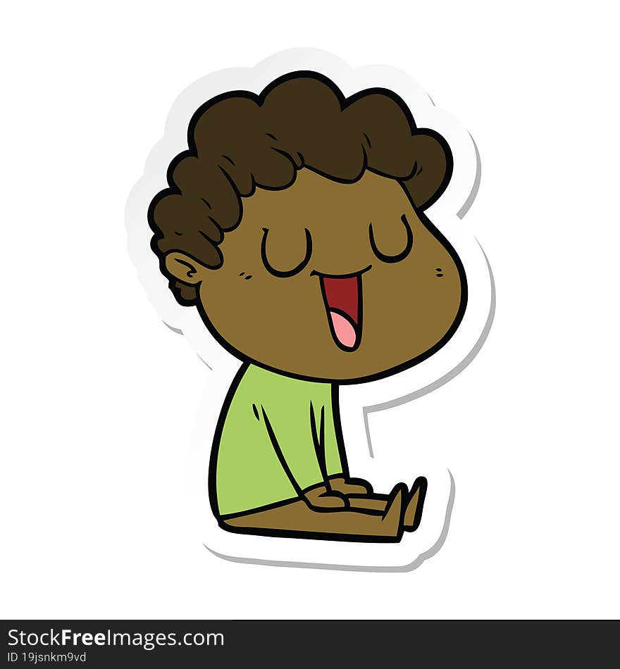 Sticker Of A Laughing Cartoon Man