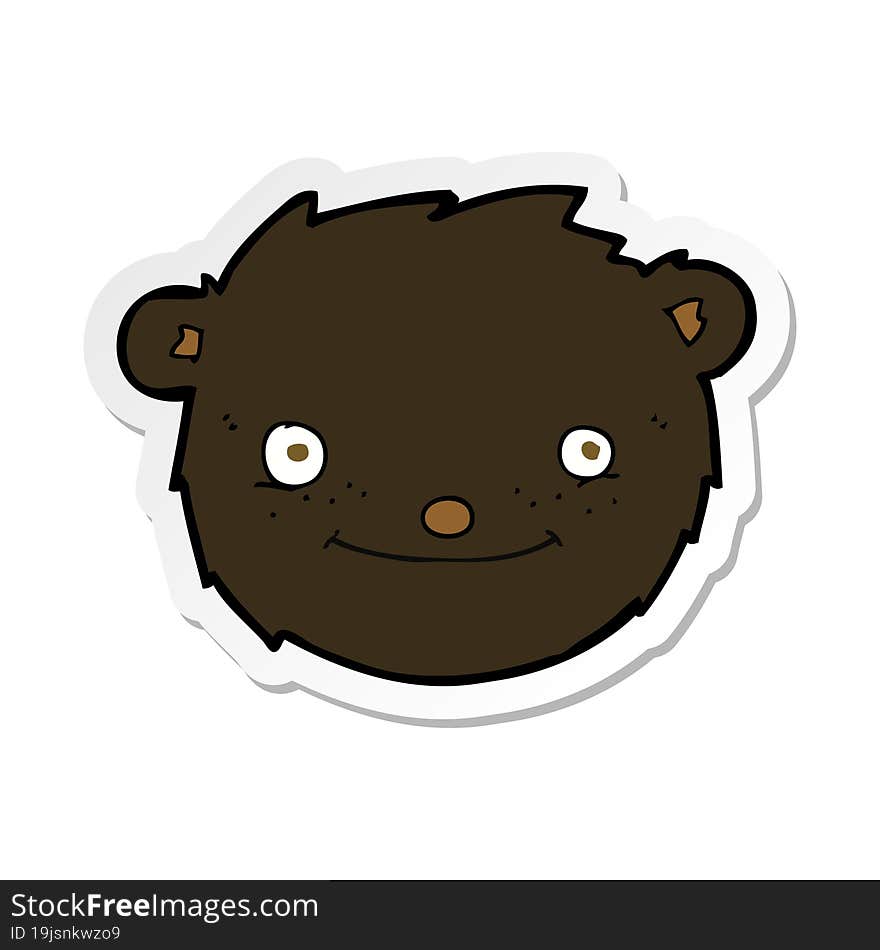 Sticker Of A Cartoon Black Bear Head