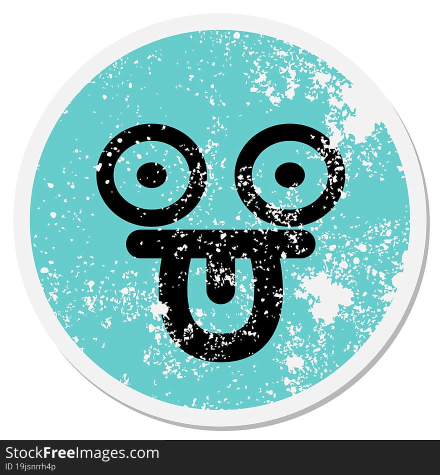 staring face sticking out tongue circular sticker