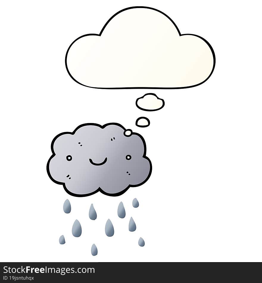 cute cartoon cloud and thought bubble in smooth gradient style