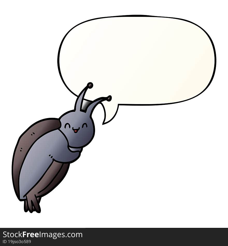 cute cartoon beetle and speech bubble in smooth gradient style