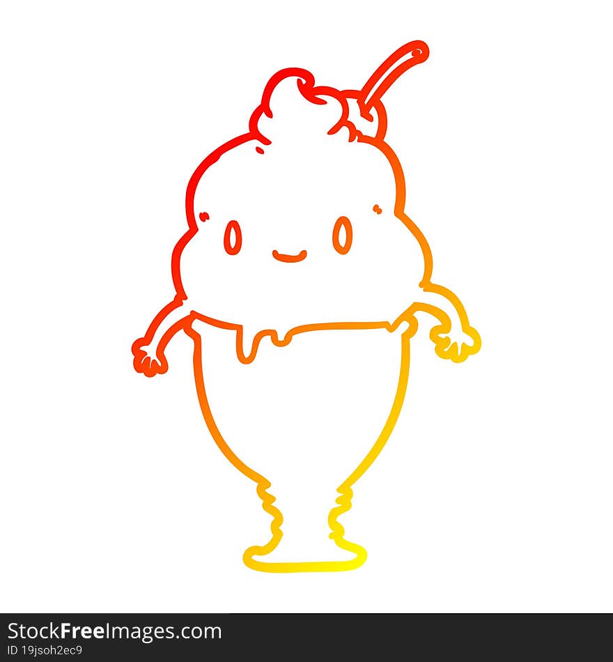 warm gradient line drawing cute ice cream