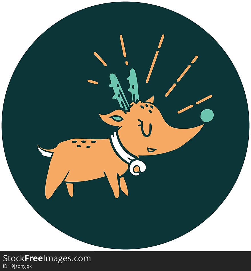 icon of tattoo style christmas reindeer