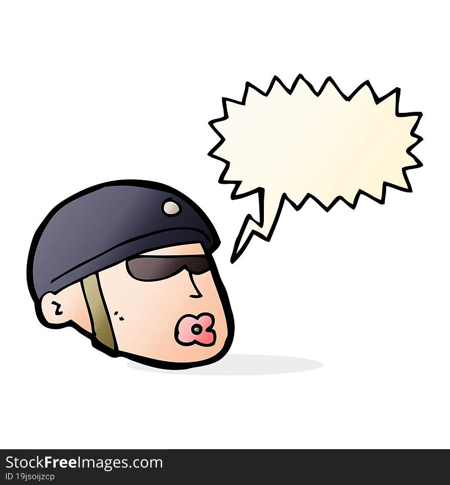 Cartoon Policeman Head With Speech Bubble