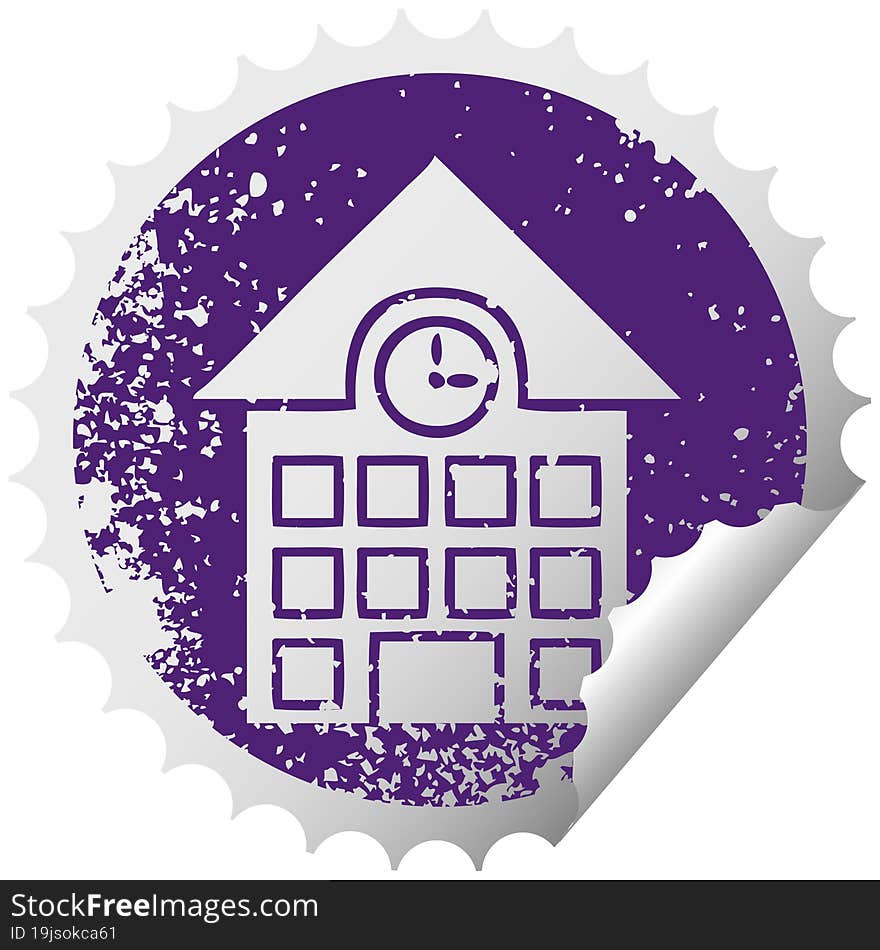 Distressed Circular Peeling Sticker Symbol Town House