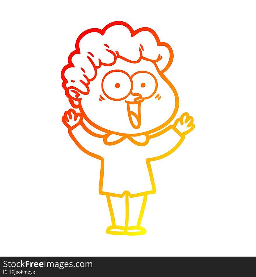 warm gradient line drawing cartoon happy man