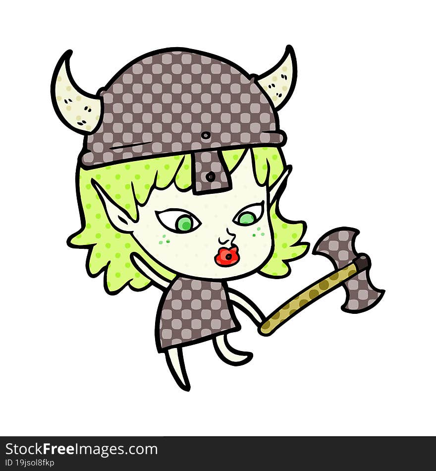 pretty cartoon viking elf girl. pretty cartoon viking elf girl