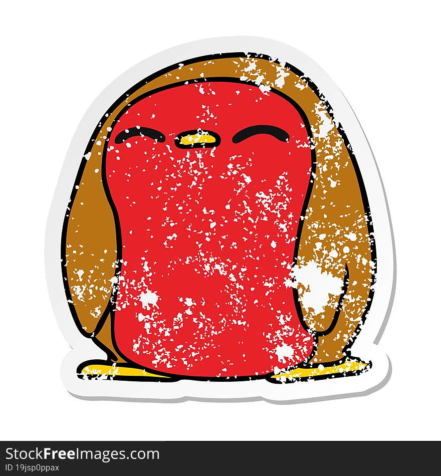 distressed sticker cartoon cute kawaii red robin