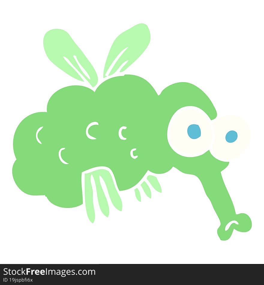 flat color illustration of a cartoon fly