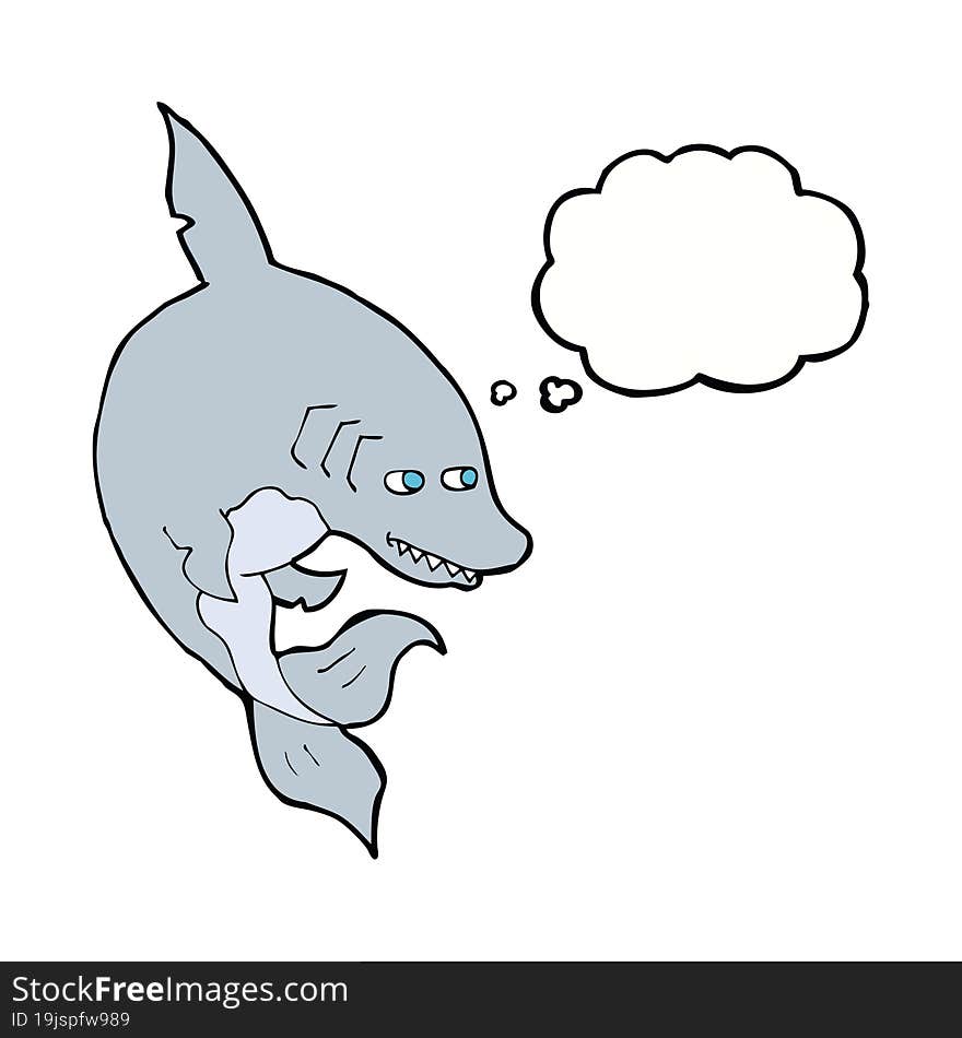 funny cartoon shark with thought bubble