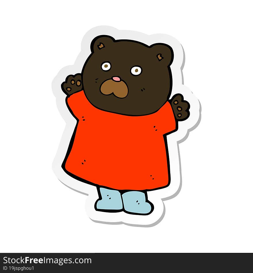 sticker of a funny cartoon black bear