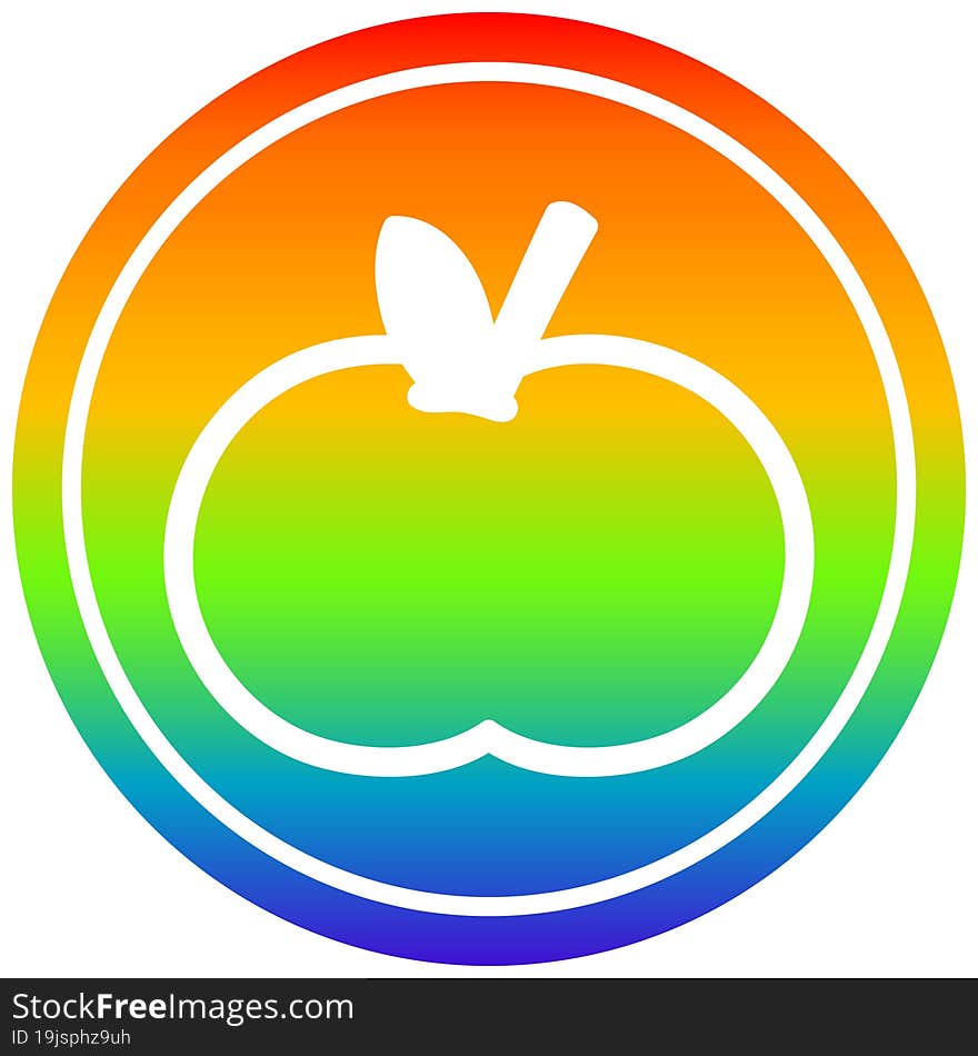 organic apple circular in rainbow spectrum