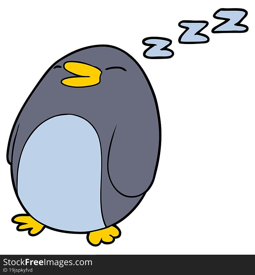 cartoon sleeping penguin. cartoon sleeping penguin