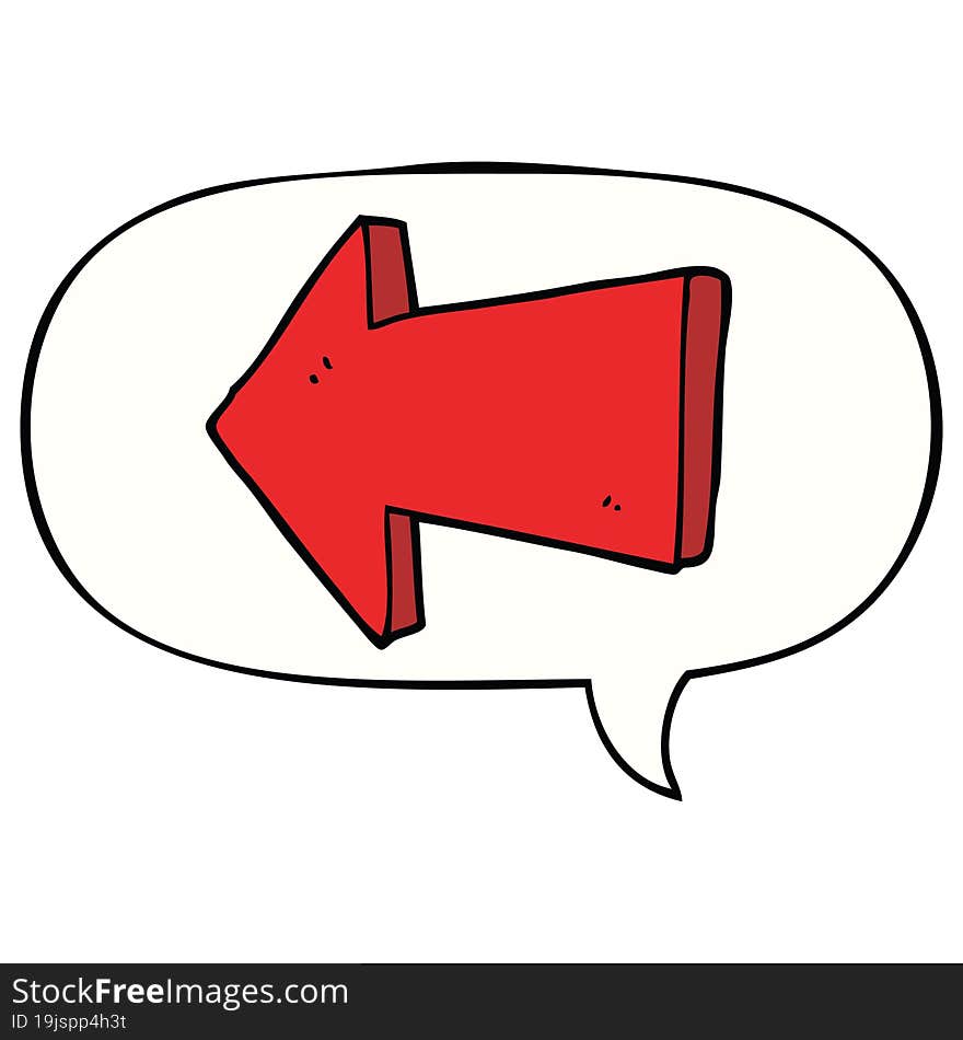 cartoon pointing arrow and speech bubble