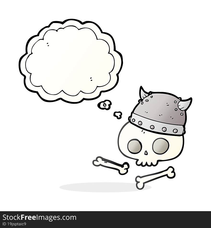 Thought Bubble Cartoon Viking Helmet On Skull