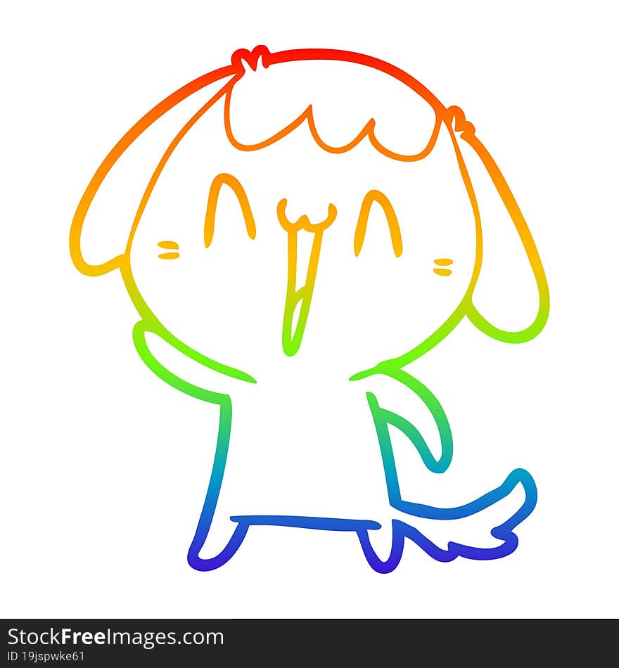 rainbow gradient line drawing cartoon laughing dog