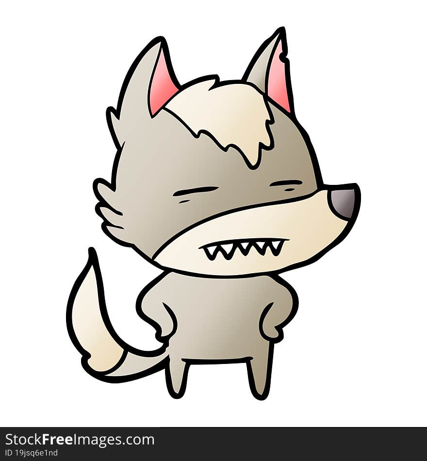 cartoon wolf showing teeth. cartoon wolf showing teeth