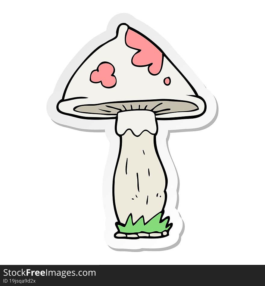 Sticker Of A Cartoon Mushroom