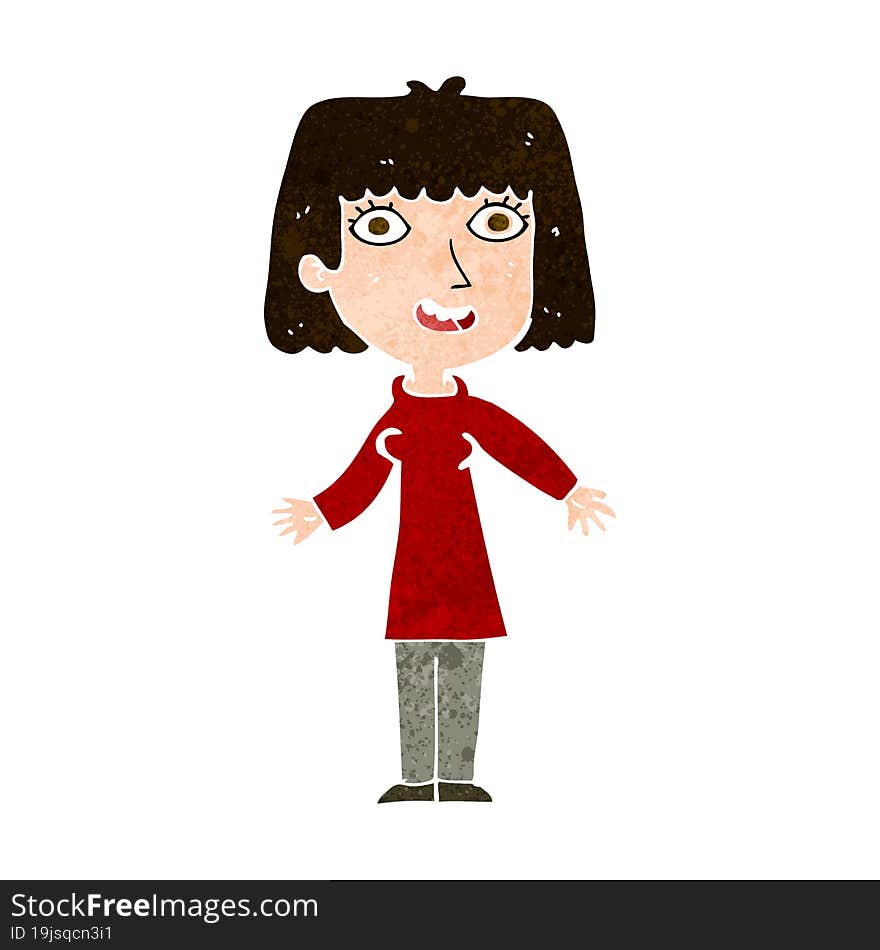 cartoon happy woman