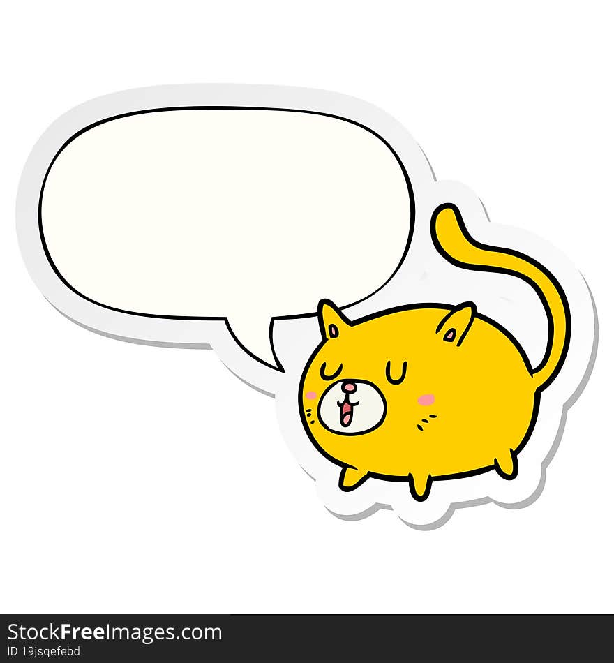 cartoon happy cat and speech bubble sticker