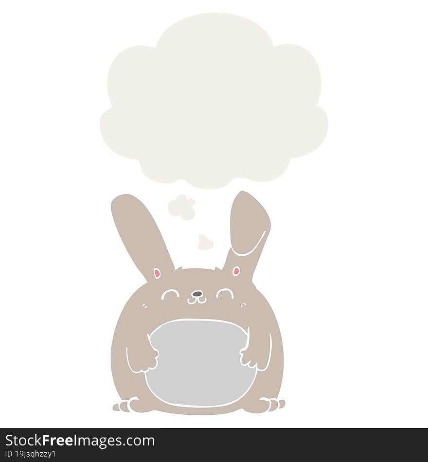 Cartoon Rabbit And Thought Bubble In Retro Style