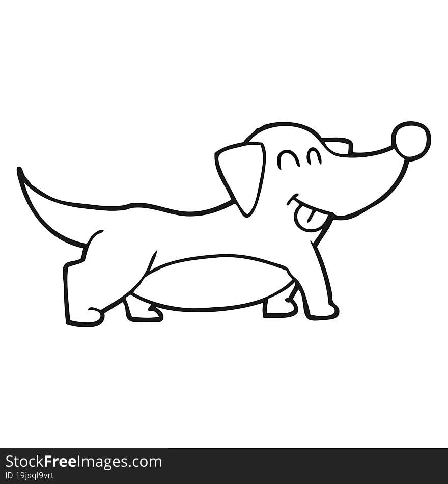 black and white cartoon happy little dog