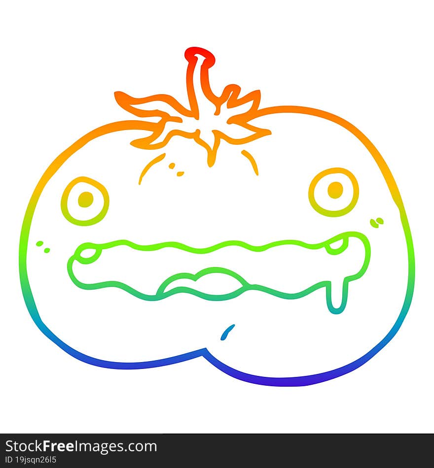 rainbow gradient line drawing cartoon tomato