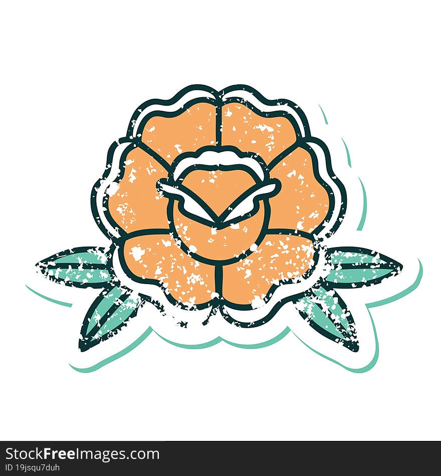 iconic distressed sticker tattoo style image of a flower. iconic distressed sticker tattoo style image of a flower