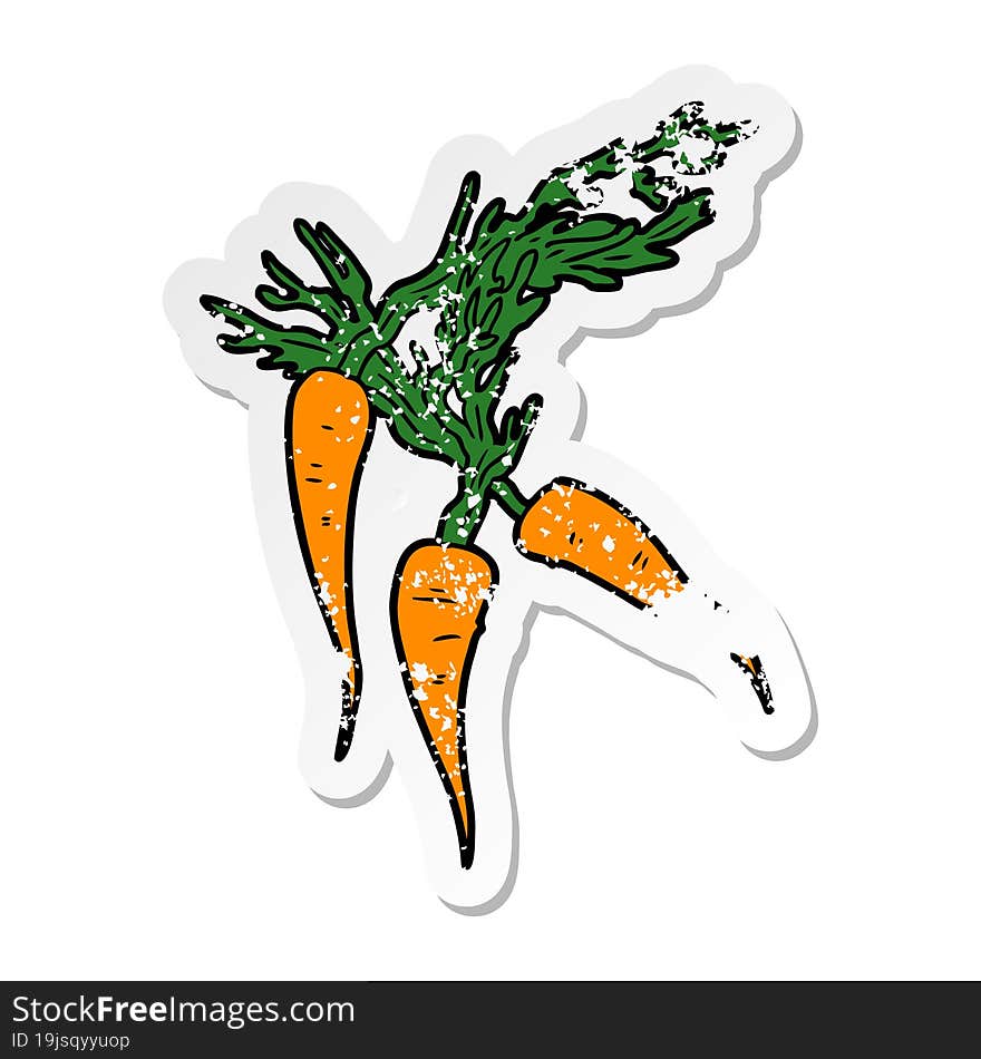 Distressed Sticker Of A Cartoon Carrots