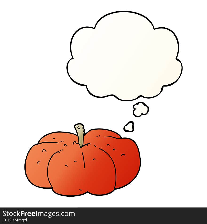 cartoon pumpkin and thought bubble in smooth gradient style