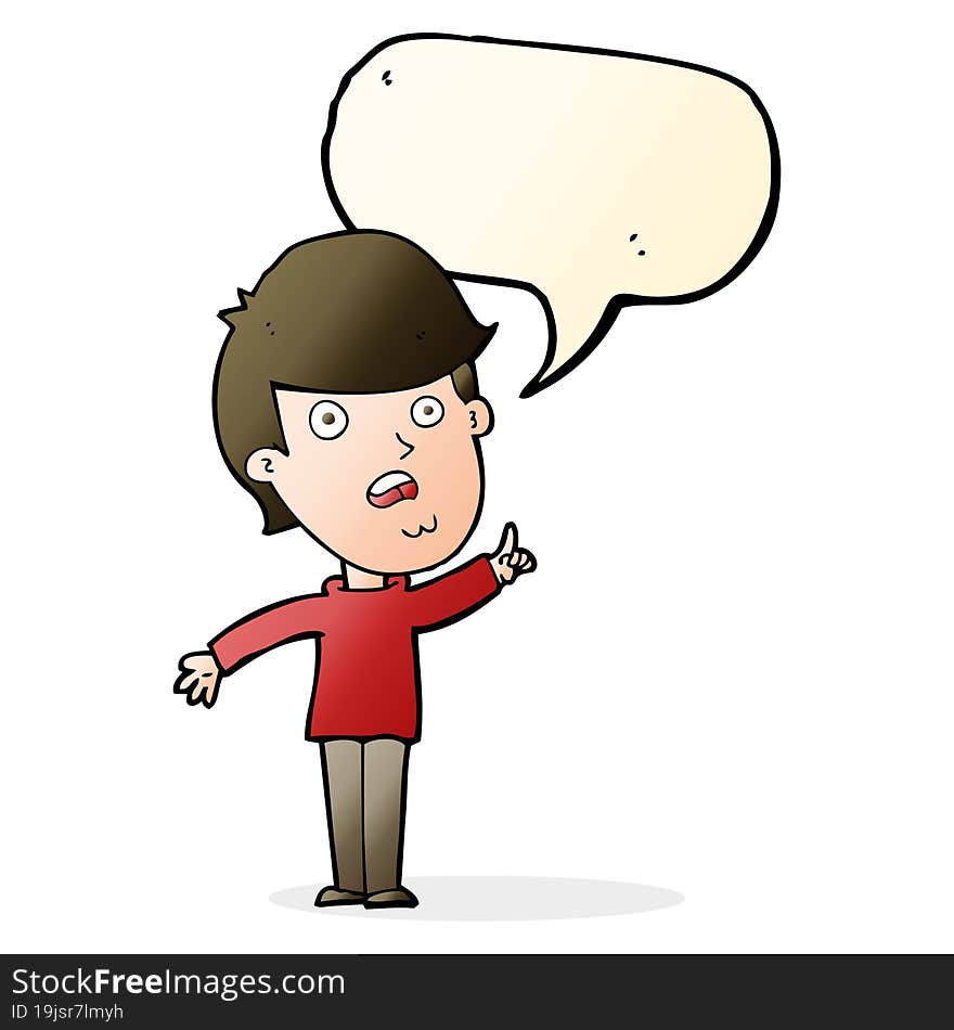 Cartoon Man Asking Question With Speech Bubble