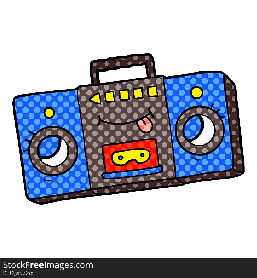 cartoon retro cassette tape player. cartoon retro cassette tape player