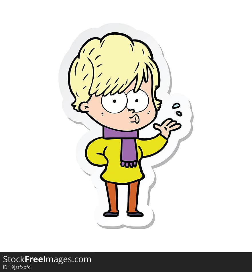 sticker of a cartoon woman