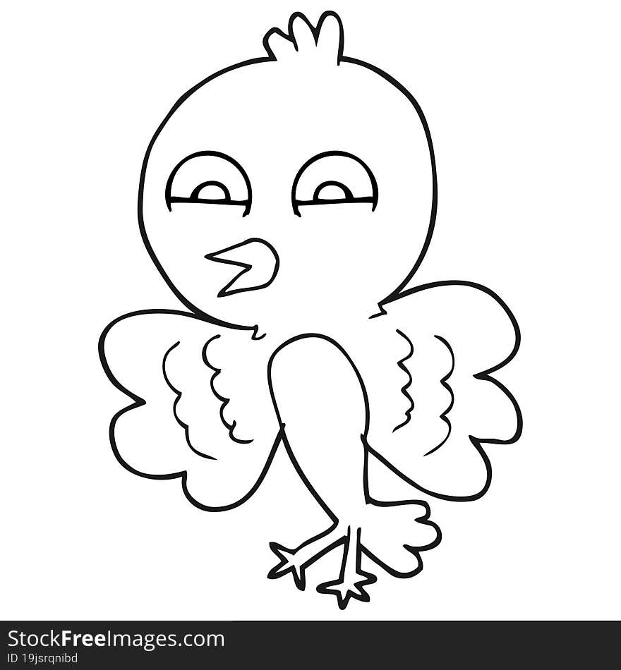 black and white cartoon bird