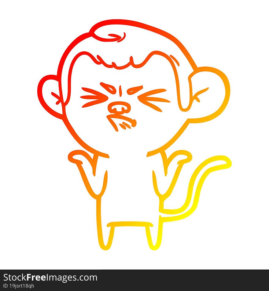 warm gradient line drawing cartoon annoyed monkey