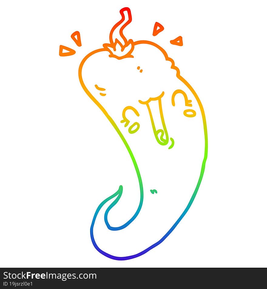 rainbow gradient line drawing cartoon chili pepper