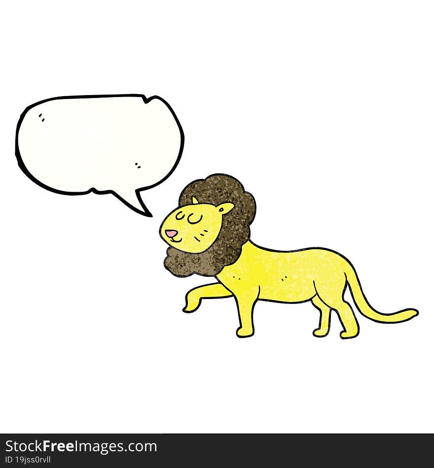 speech bubble textured cartoon lion