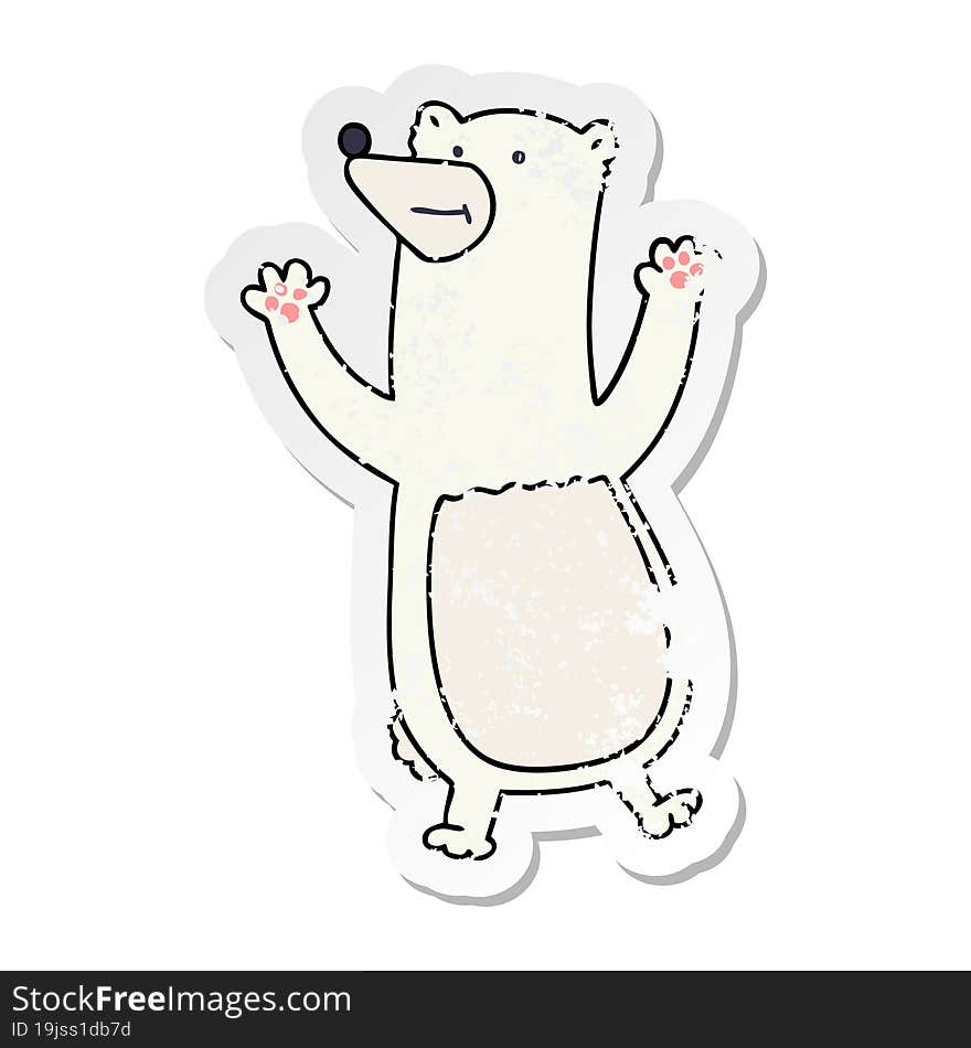 distressed sticker of a quirky hand drawn cartoon polar bear