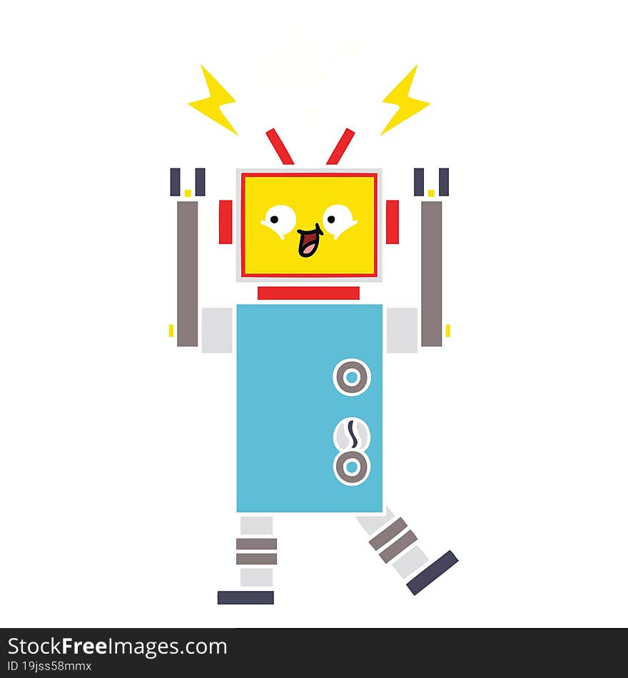 Flat Color Retro Cartoon Robot