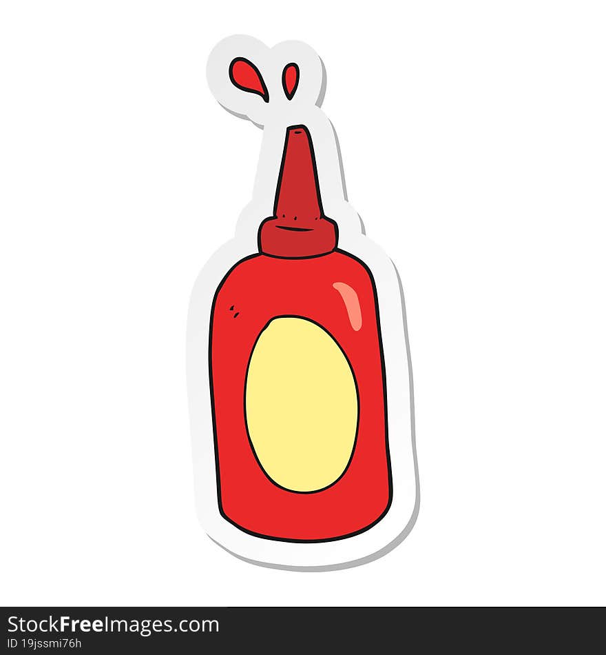 sticker of a cartoon ketchup bottle