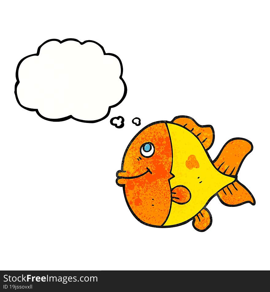 freehand drawn thought bubble textured cartoon fish