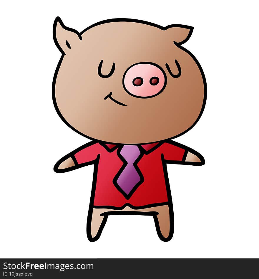 happy cartoon smart pig. happy cartoon smart pig