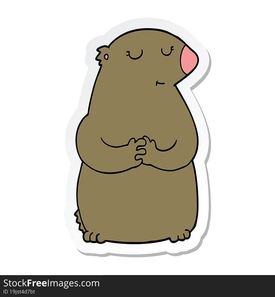 Sticker Of A Cute Cartoon Bear