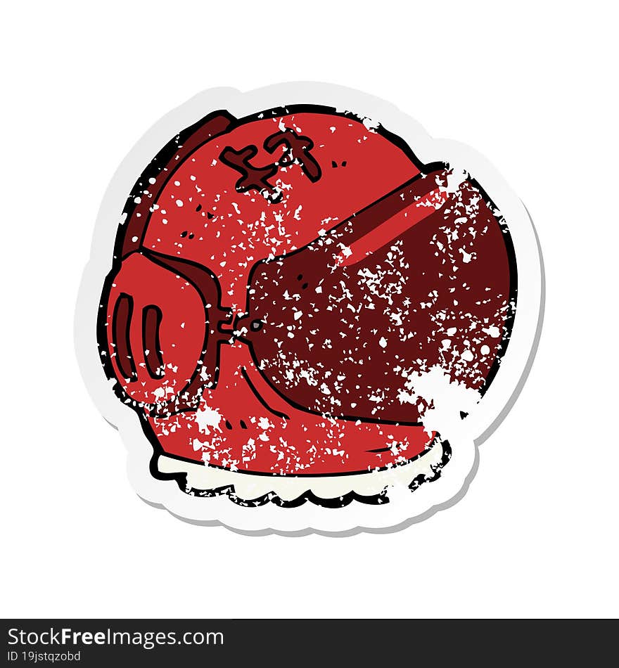 retro distressed sticker of a cartoon astronaut helmet