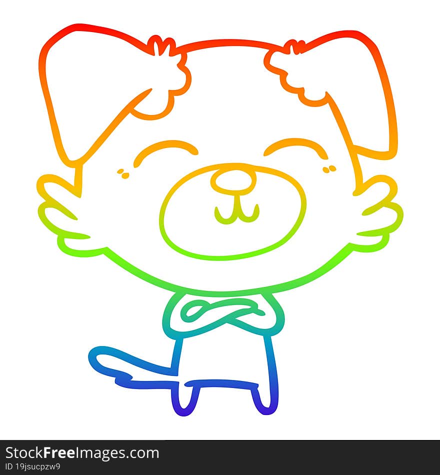 Rainbow Gradient Line Drawing Cartoon Dog