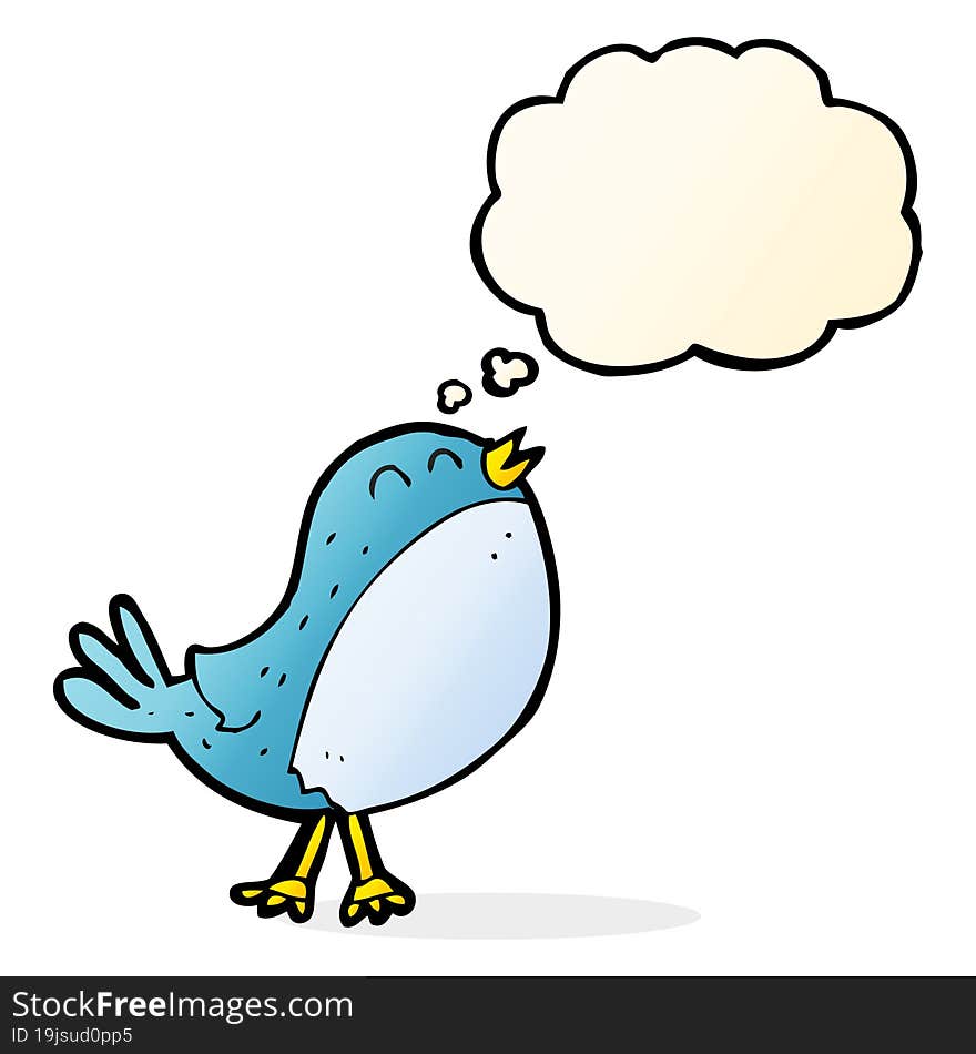 cartoon singing bird with thought bubble