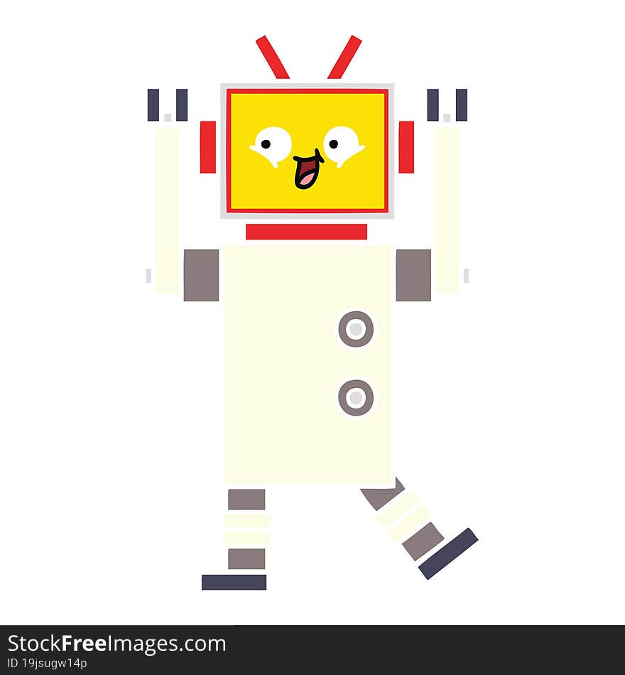 flat color retro cartoon of a robot