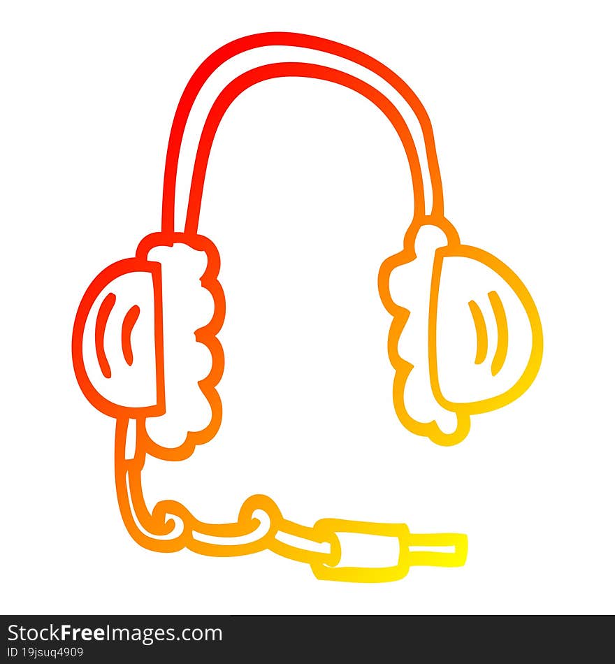 warm gradient line drawing cartoon head phones