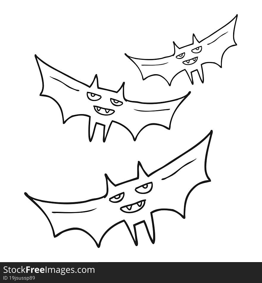 black and white cartoon halloween bat